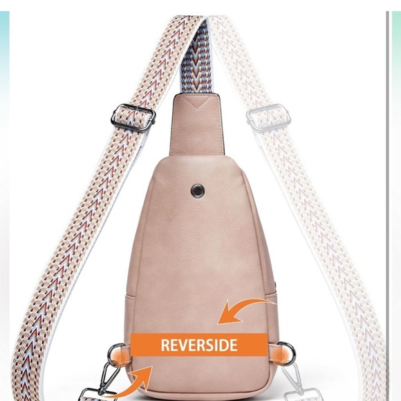 Tan Leather Sling Bag. NWT with guitar string. - Picture 5 of 6